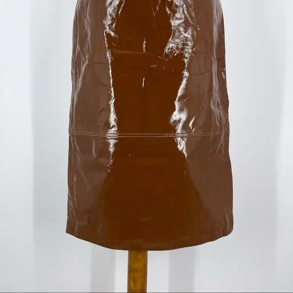 LPA x Revolve Ophelia 100% Leather Midi Dress Brown Women’s Size Small NWT - Picture 11 of 12